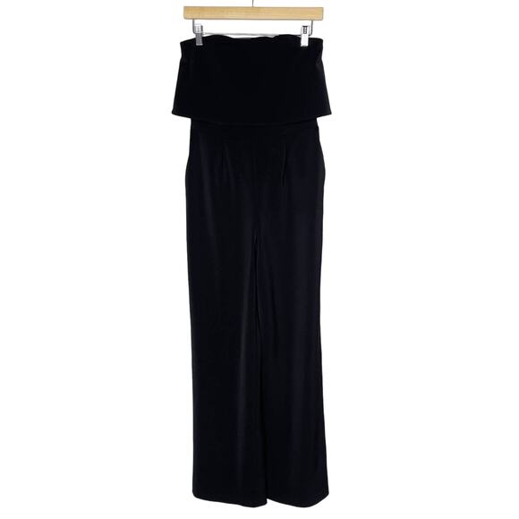 Express Size 2 Black Wide Leg Strapless Jumpsuit Cocktail Pockets Zip Back - Picture 1 of 10